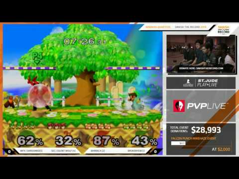 STR 2016 SSBM - Shroomed & Silent Wolf Vs. Barraca & Brokenyew - Smash Melee Doubles WQ