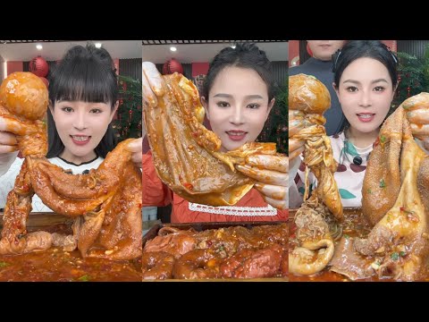 Mukbang Challenge:Eat roll 🥐 intestine belly braised pork belly #mukbang #yummyfood #eatingshow 