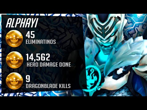 ALPHAYI Pro Genji and Tracer Gameplay! 45 elims! [ Overwatch Season 35 Top 500 ]