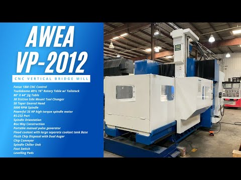 Awea VP-2012 CNC Vertical Bridge Mill 80" X 48" GANTRY VMC 4TH AXIS ROTARY - MachineStation #1817
