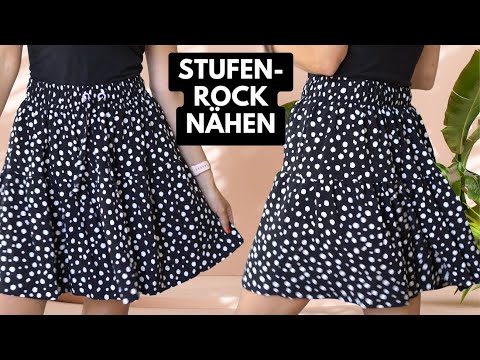 Schönen Rock nähen für Anfänger ohne Schnittmuster mit Stufen in deiner Wunschlänge
