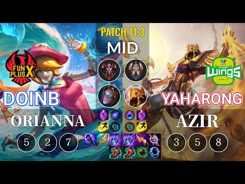 FPX Doinb Orianna vs JAG Yaharong Azir Mid - KR Patch 11.3