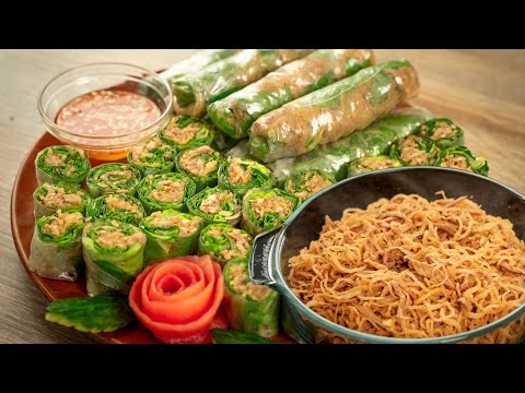Làm Bì Cơm Tấm Sườn Nướng rồi cuốn kiểu này ăn xong ghiền luôn | Pork Skin Spring Rolls