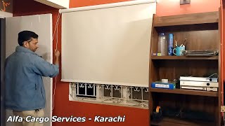 Roller Blind & Transparent Glass at Alfa Cargo Services - Karachi I MobZee Interiors