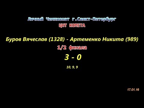 table tennis 1/2 final Burov V. - Artemenko N. 3-0 Saint-Petersburg City Championship