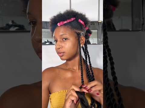 Trying yarn braids for the first time 😮 better than braiding hair?? #yarnbraids #nobraidinghair