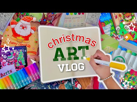 christmas art vlog ♡ surprises, drawing, colouring, painting, gifts & more!