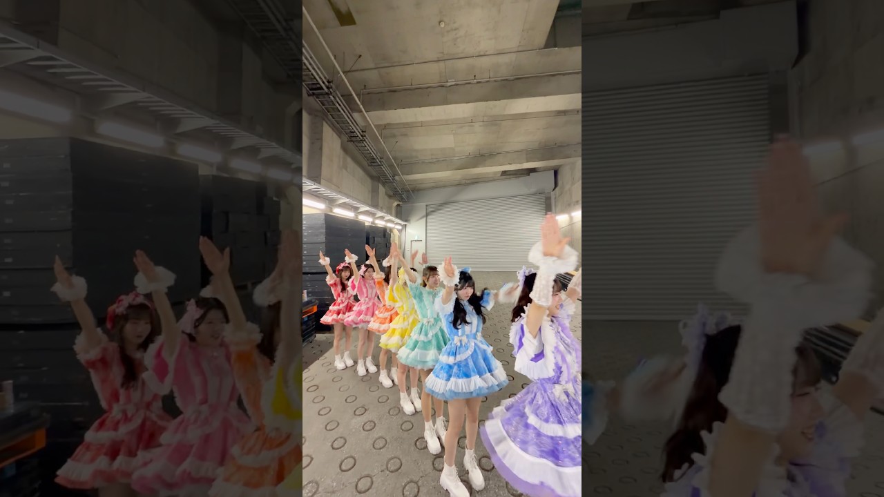 一番ジャンプ力あるの誰だ？初出し！なないろ衣装行進🚩 💜阿部かれん🩵小野寺梓‪💚丸山蘭奈💛瀬乃まりん‪🧡‬‪川岸瑠那🩷中本こまり❤️澪川舞香