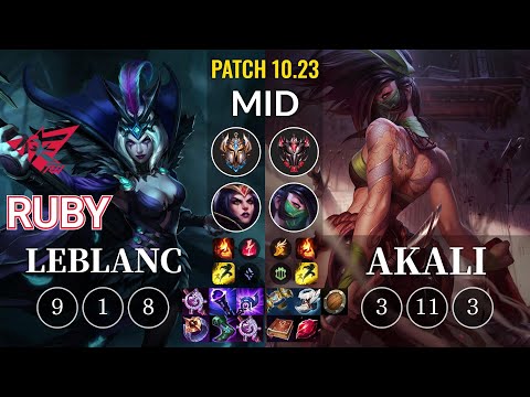 RW Ruby LeBlanc vs Akali Mid - KR Patch 10.23