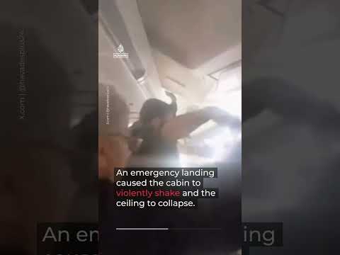 A Sepehran Airlines Boeing 737 cabin rips apart after an emergency landing in Mashhad, Iran.