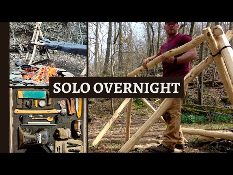 Solo Overnight Camping - No Tent Bushcraft Survival camping axe