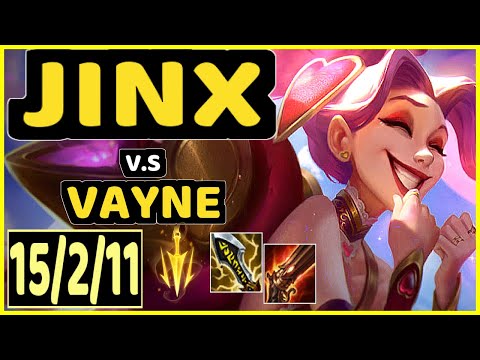 JINX vs VAYNE - 15/2/11 KDA BOTTOM ADC GAMEPLAY - EUW Ranked GRANDMASTER