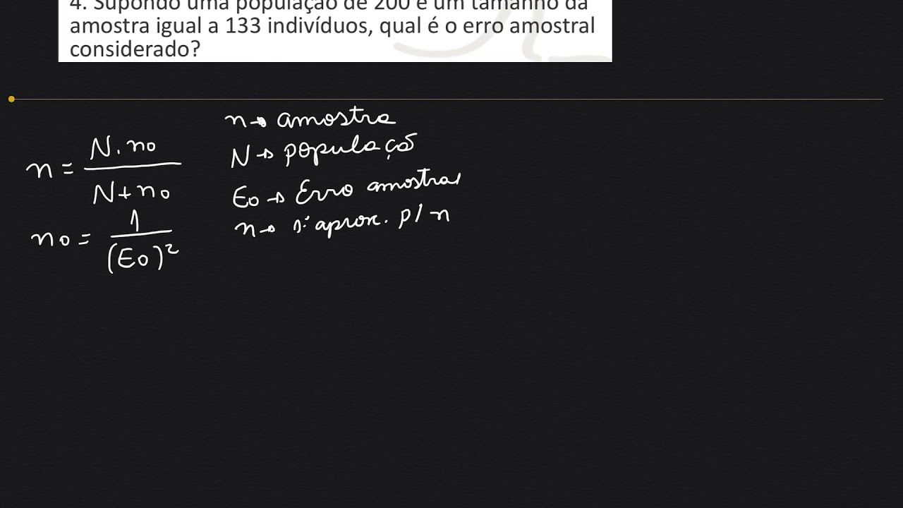 Estatística: Cálculo do erro amostral sem usar desvio padrão. Exercício Resolvido