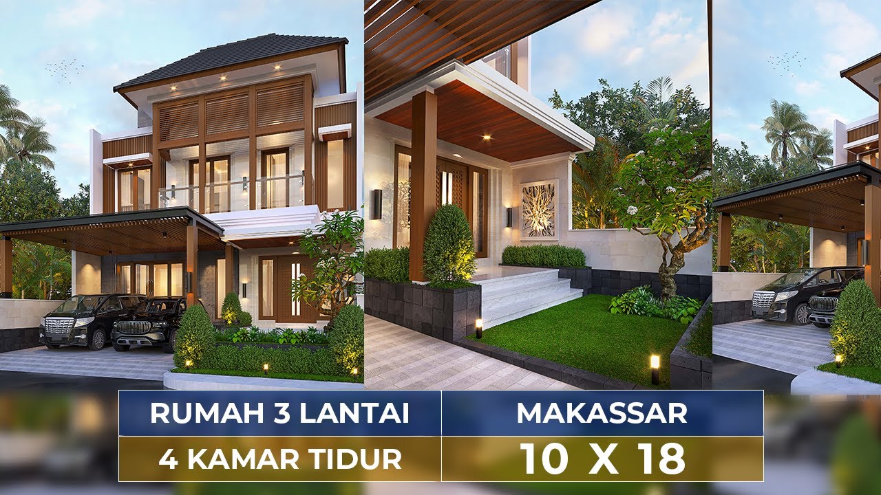 Video 3D Desain Rumah Modern 3 Lantai Bapak RYM 1387 - Makassar