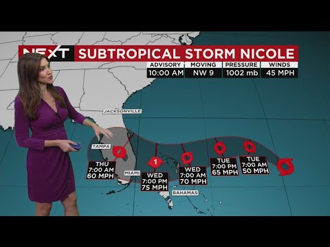 NEXT Weather: Nicole - Hurricane Watch for Broward, Tropical Storm Watch for Miami-Dade