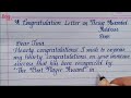 A Congratulations Letter on Being Awarded | Letter of congratulations | handwriting | Eng Teach