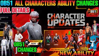 OB51 UPDATE CHARACTER SKILL ABILITY FULL DETAILS | FREE FIRE MAX OB51 UPDATE FULL DETAILS