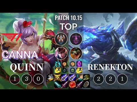 T1 Canna Quinn vs Renekton Top - KR Patch 10.15