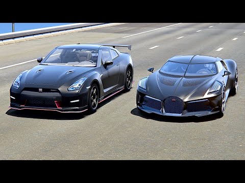 Bugatti La Voiture Noire vs Nissan GTR Hyper Tuned - Drag Race 20 KM