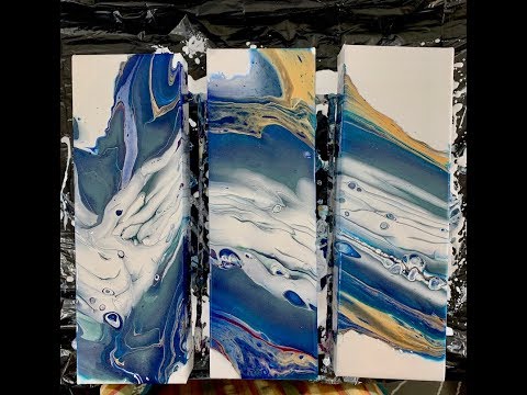 Acrylic Pour Triptych - 3 Canvases with Simple Beginner Technique
