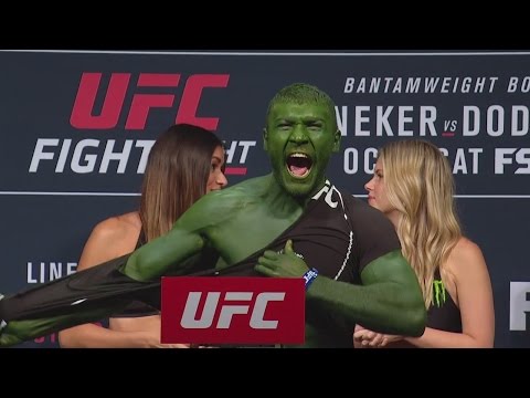 WATCH: UFC Fighter Painted As Incredible Hulk For Weigh-Ins
