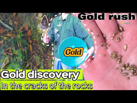 Searching for gold in rock crevices along the streams of Alaska