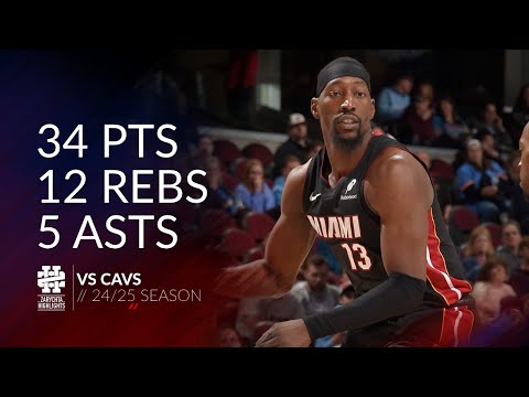 Bam Adebayo 34 pts 12 rebs 5 asts vs Cavs 24/25 season