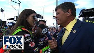 Danica Patrick Gets a 'Lift' on Michael Waltrip's Grid Walk at Kansas - 2014 NASCAR Sprint Cup