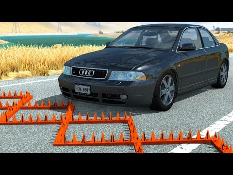 Spike Strip Multi-Vehicle Pileup Crashes #17 - BeamNG Drive Police Spike Strip Testing