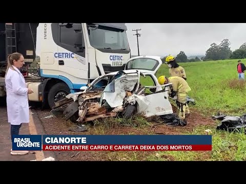 Dois mortos em acidente entre carro e carreta em Cianorte, no PR