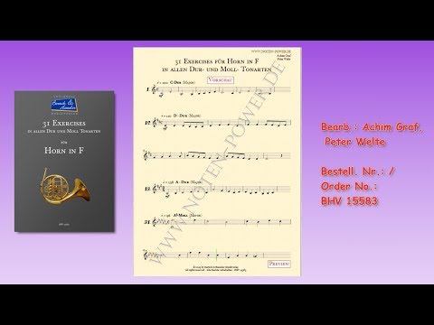 31 Exercises für Horn in F, in allen Dur und Moll Tonarten,