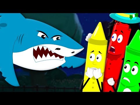 Scary Flying Shark | Shark Song | Crayons Nursery Rhymes | Learn Colors | Song For Kids And Baby
