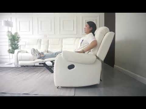 Manual Recliner PU And PVC White Corner Sofa
