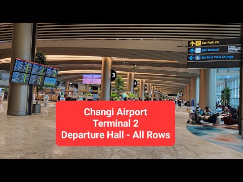 Guia de caminhada completa do Terminal 2 T2 do Aeroporto Changi de Cingapura MRT para todas as filas de check-in e partidas