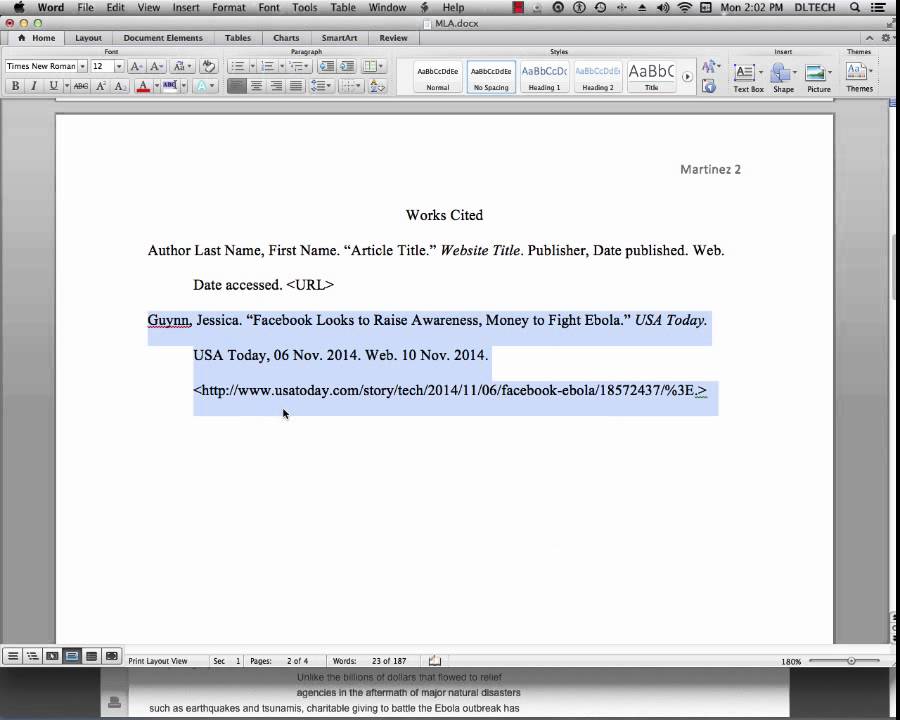 MLA Citation & in Text Citation with Web Source