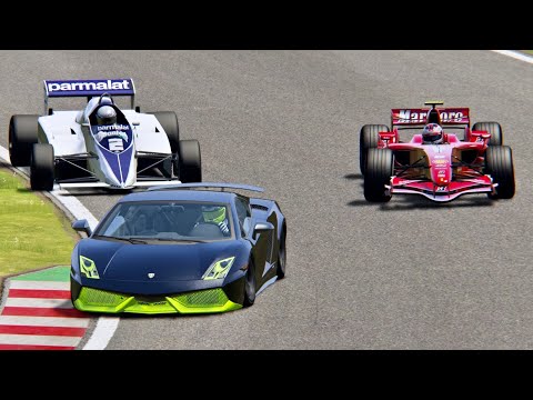 Lamborghini Gallardo 7700 HP vs Ferrari F1 2007 vs Brabham F1 1982 - Suzuka