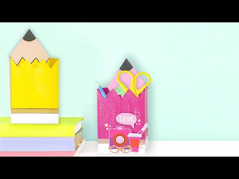 Manualidad de reciclaje ♻️ lapicero para el escritorio ✏️ Manualidad Vuelta a Clases