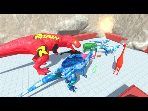 ESCAPE FROM IEC SPINOSAURUS VS ROBIN T REX - Animal Revolt Battle Simulator