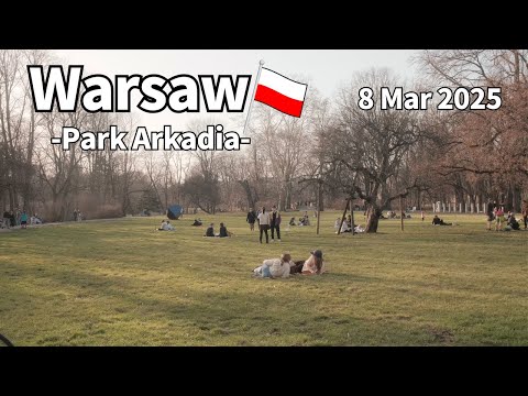 Spring Walk Warsaw Park Arkadia Poland - March 2025 | Walking Tour