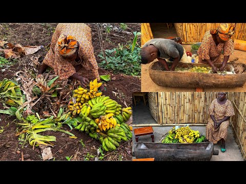 African village /Cooking banana juice/the process of making banana juice/village traditional way