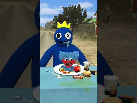 Rainbow Friends Blue vs Huggy wuggy | where is my lunch?🍔