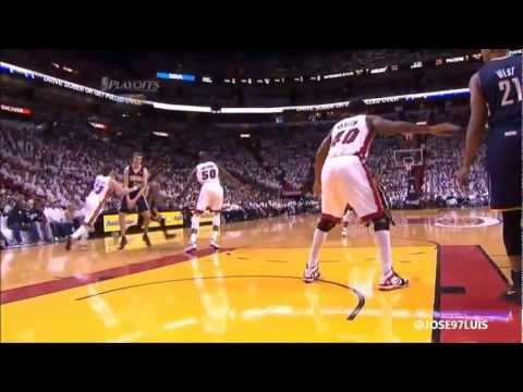 Udonis Haslem Flagrant on Hansbrough! Heat vs Pacers Game 5