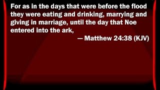 WHO IS EATING, DRINKING, MARRYING; NOAH'S DAY - MATT-LUKE-