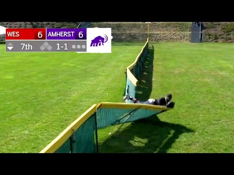 Watch Wesleyan Left Fielder Blast Through Outfield Fence Trying To Catch Home Run Ball