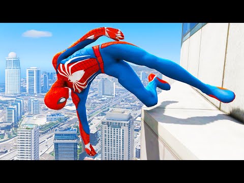 SPIDERMAN CRAZY JUMPS/FALLS (GTA 5 Spider-Man Fails) #78