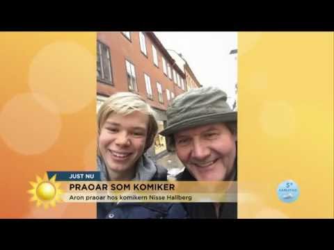 Aron praoar hos komikern Nisse Hallberg - Nyhetsmorgon (TV4)