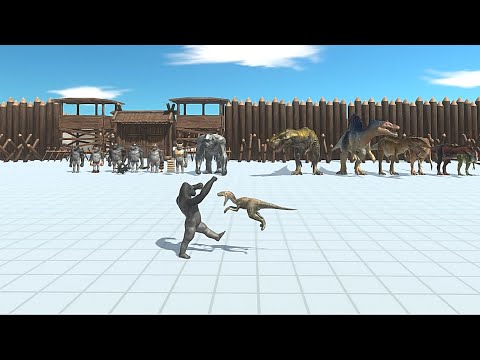 🦍MUTANT PRIMATES VS CARNIVORE DINOSAURS🦖 - Animal Revolt Battle Simulator