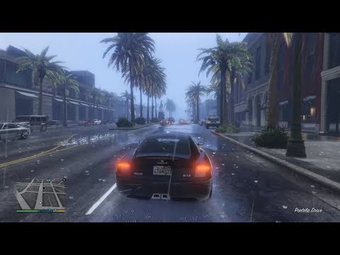 2019 Grand Theft Auto 5 V HD a nice evening in the GTA with the rain and thunder and lightning.
