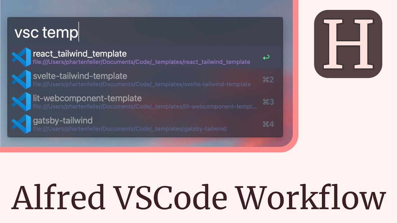 Alfred workflow for Visual Studio Code workspaces