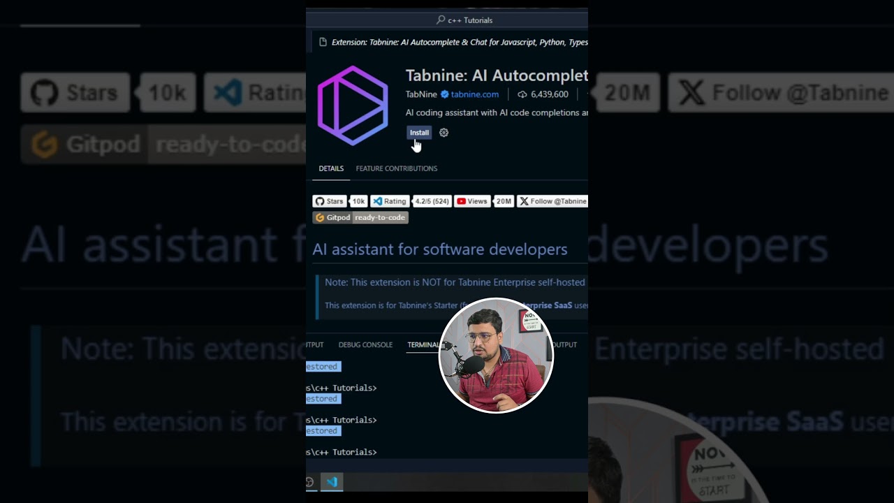 Day 2/100 : Tabnine Extension - AI Auto Complete For VS Code #100daysofcodechallenge #100daysofcode